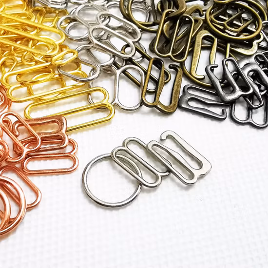 La correa del sujetador de metal personalizada más popular ajusta los ganchos del traje de baño del deslizador Anillos del sujetador y accesorios deslizantes